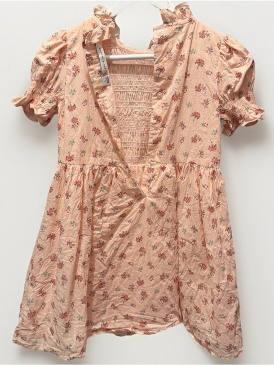 Janie and Jack Pink Smocked Floral Dress Size 6 Puff Sleeve 100% Cotton - Picture 7 of 9